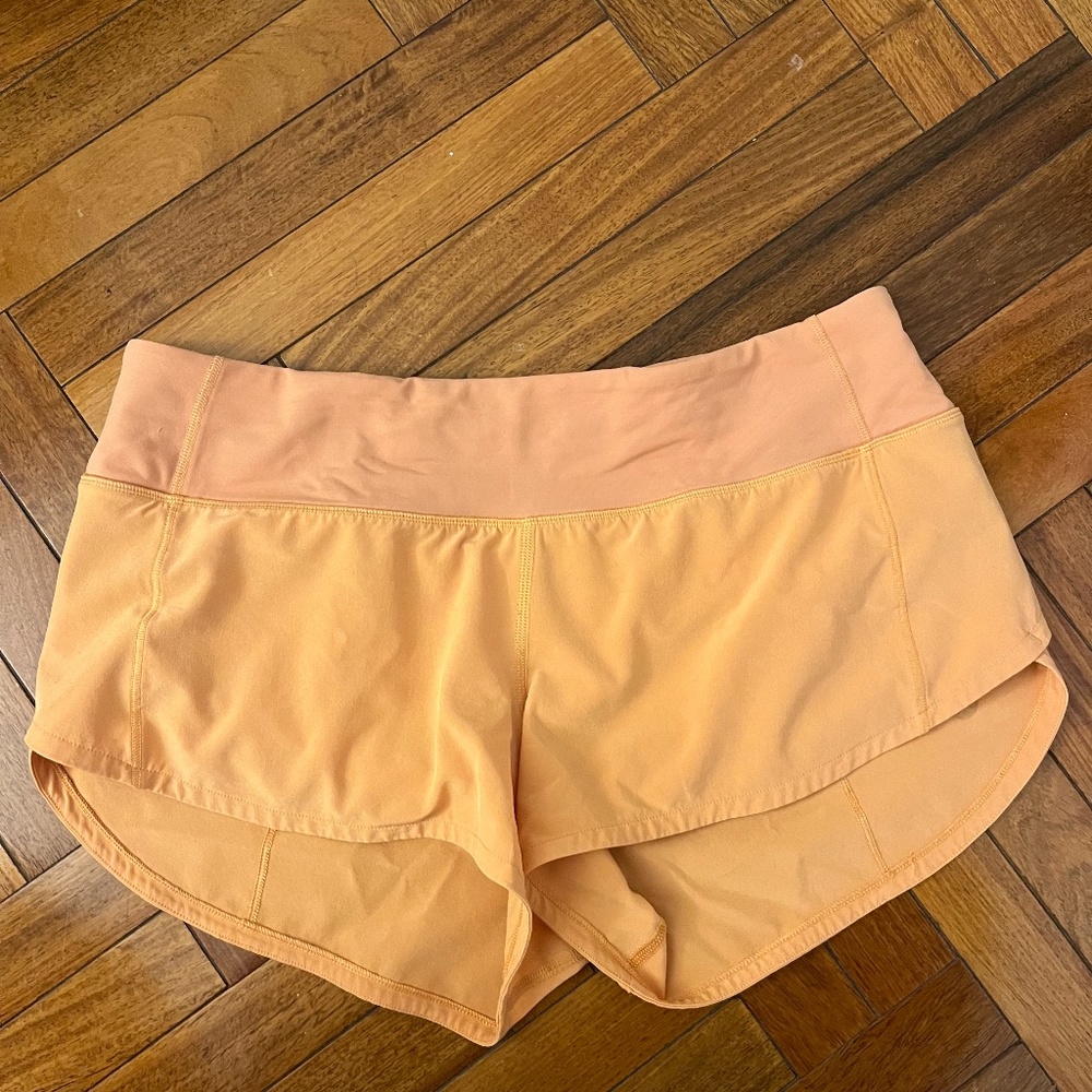Lululemon Speed Up Low-Rise Lined Short 2.5", ORANGE, SIZE 4